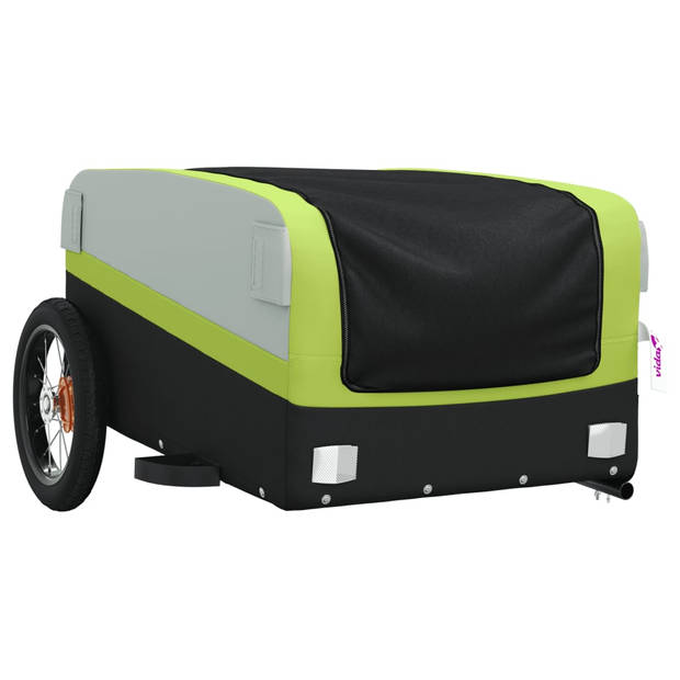 vidaXL Fietstrailer 30 kg ijzer zwart en groen