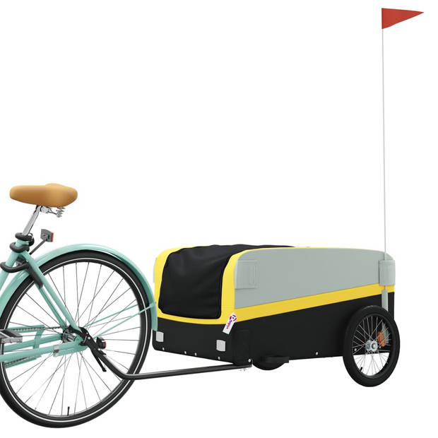 vidaXL Fietstrailer 45 kg ijzer zwart en geel