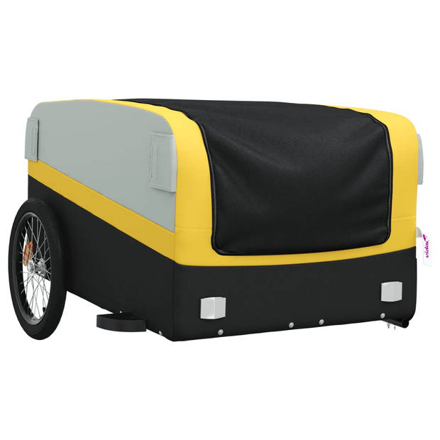 vidaXL Fietstrailer 45 kg ijzer zwart en geel