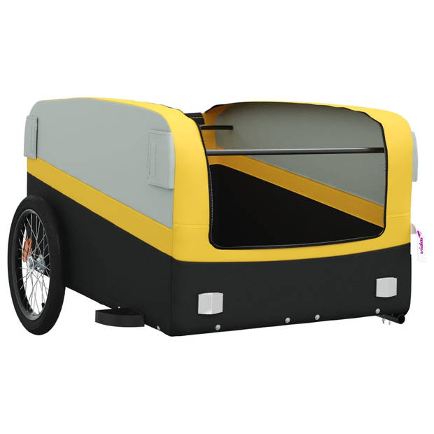 vidaXL Fietstrailer 45 kg ijzer zwart en geel