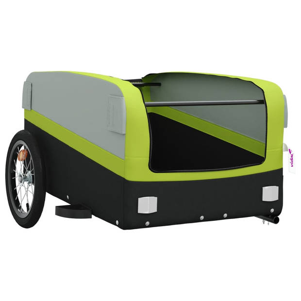 vidaXL Fietstrailer 45 kg ijzer zwart en groen