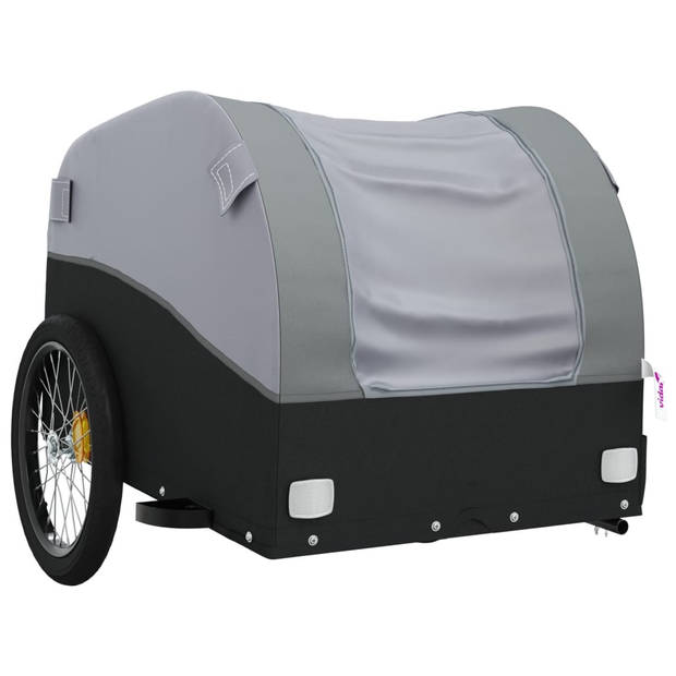 vidaXL Fietstrailer 45 kg ijzer zwart en grijs