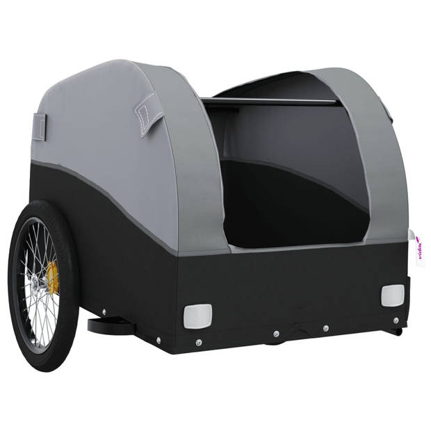 vidaXL Fietstrailer 45 kg ijzer zwart en grijs