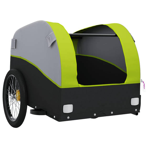 vidaXL Fietstrailer 30 kg ijzer zwart en groen