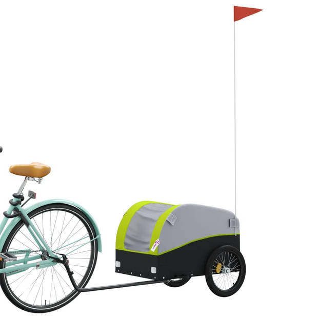 vidaXL Fietstrailer 30 kg ijzer zwart en groen