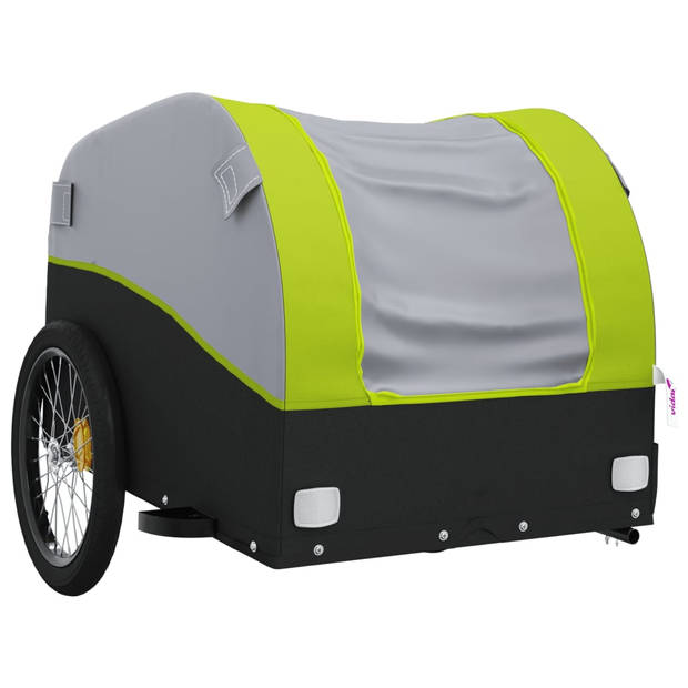 vidaXL Fietstrailer 30 kg ijzer zwart en groen