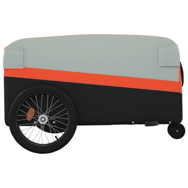 vidaXL Fietstrailer 45 kg ijzer zwart en oranje