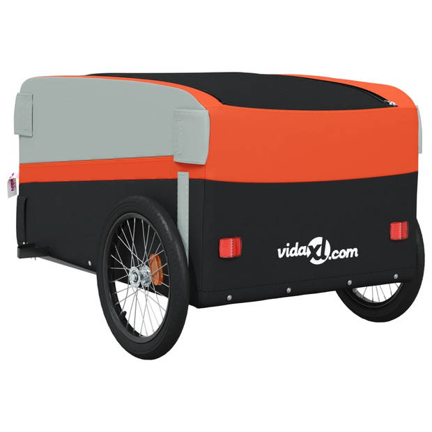 vidaXL Fietstrailer 45 kg ijzer zwart en oranje