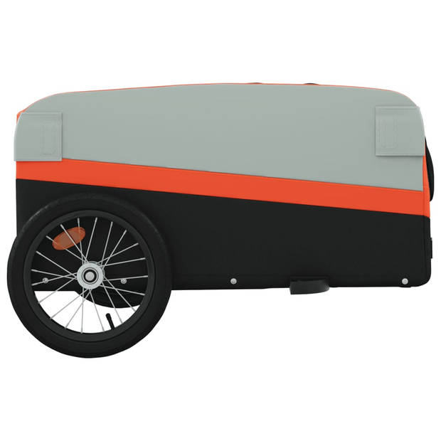 vidaXL Fietstrailer 45 kg ijzer zwart en oranje