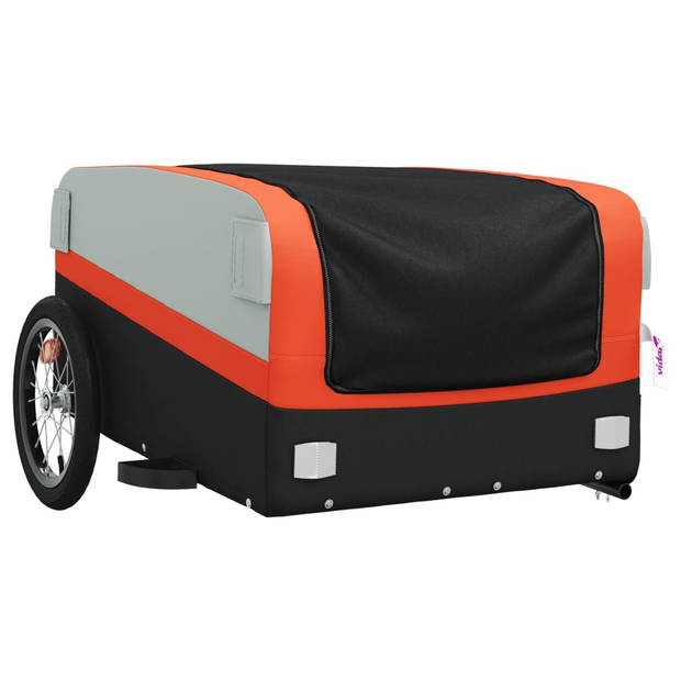 vidaXL Fietstrailer 45 kg ijzer zwart en oranje