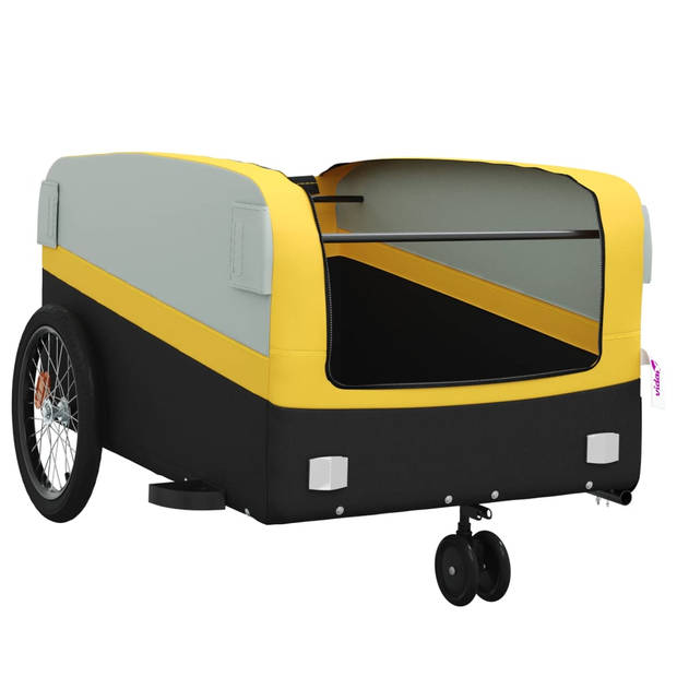 vidaXL Fietstrailer 45 kg ijzer zwart en geel