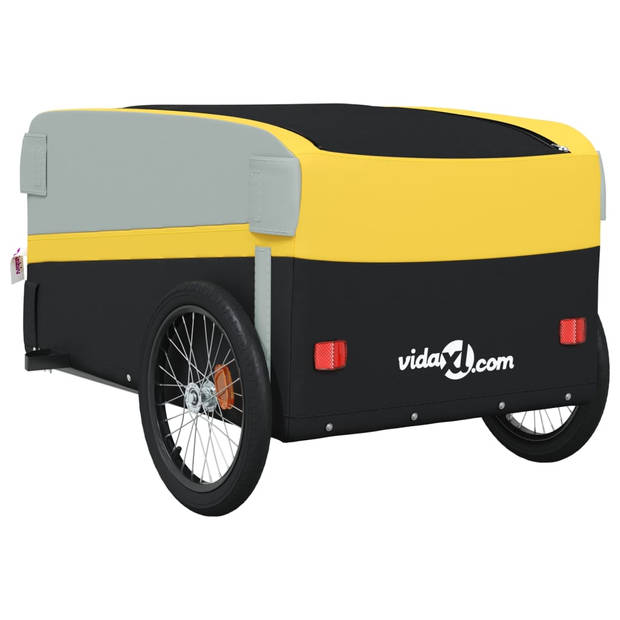 vidaXL Fietstrailer 45 kg ijzer zwart en geel