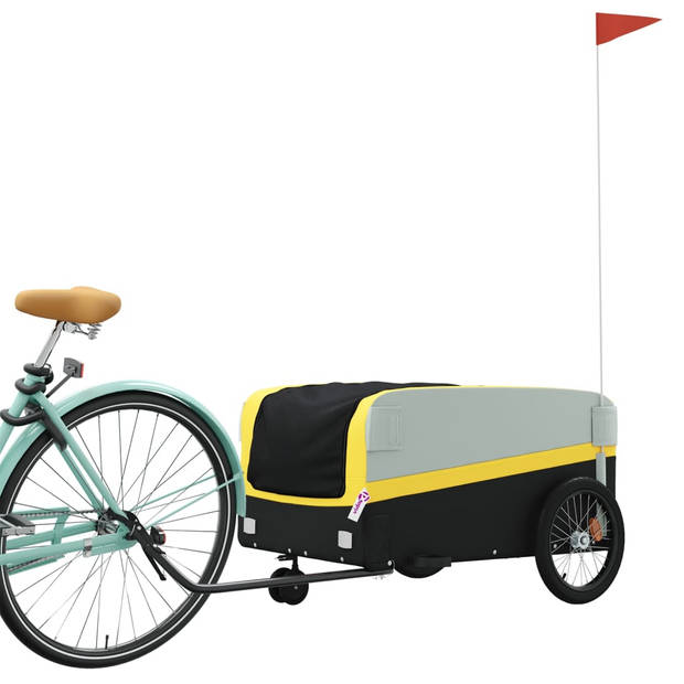 vidaXL Fietstrailer 45 kg ijzer zwart en geel