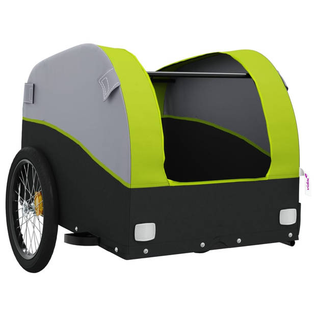 vidaXL Fietstrailer 45 kg ijzer zwart en groen