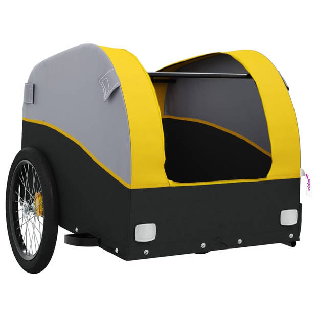 vidaXL Fietstrailer 30 kg ijzer zwart en geel