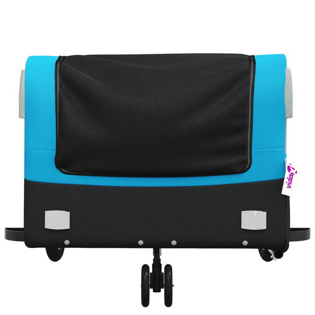 vidaXL Fietstrailer 45 kg ijzer zwart en blauw