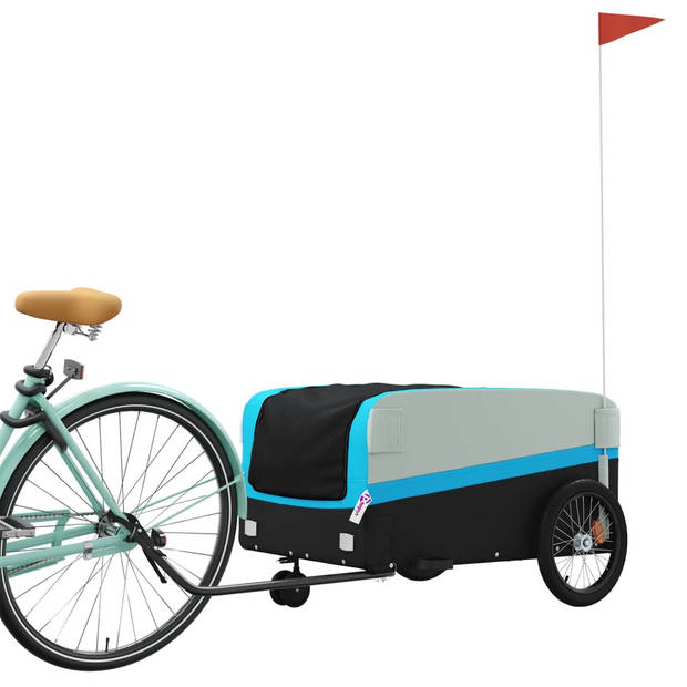 vidaXL Fietstrailer 45 kg ijzer zwart en blauw