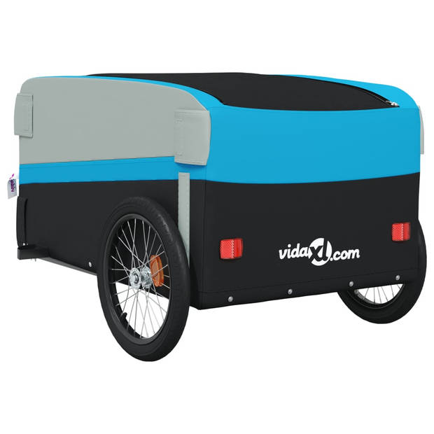 vidaXL Fietstrailer 45 kg ijzer zwart en blauw