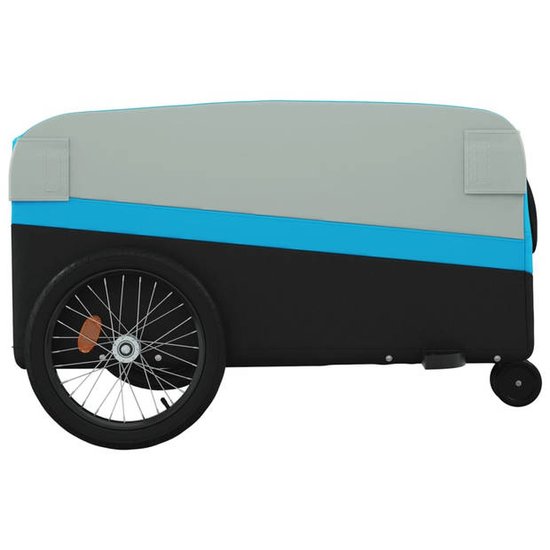 vidaXL Fietstrailer 45 kg ijzer zwart en blauw