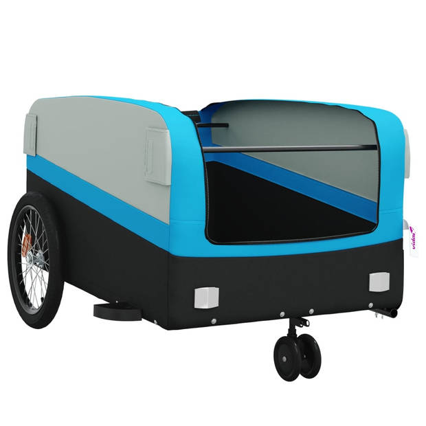 vidaXL Fietstrailer 45 kg ijzer zwart en blauw