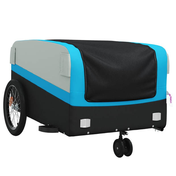 vidaXL Fietstrailer 45 kg ijzer zwart en blauw