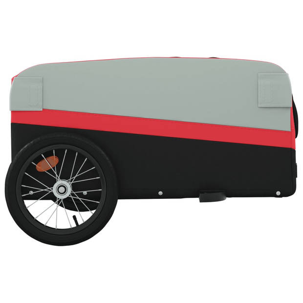 vidaXL Fietstrailer 45 kg ijzer zwart en rood