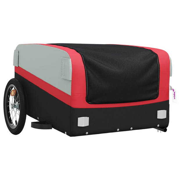 vidaXL Fietstrailer 45 kg ijzer zwart en rood