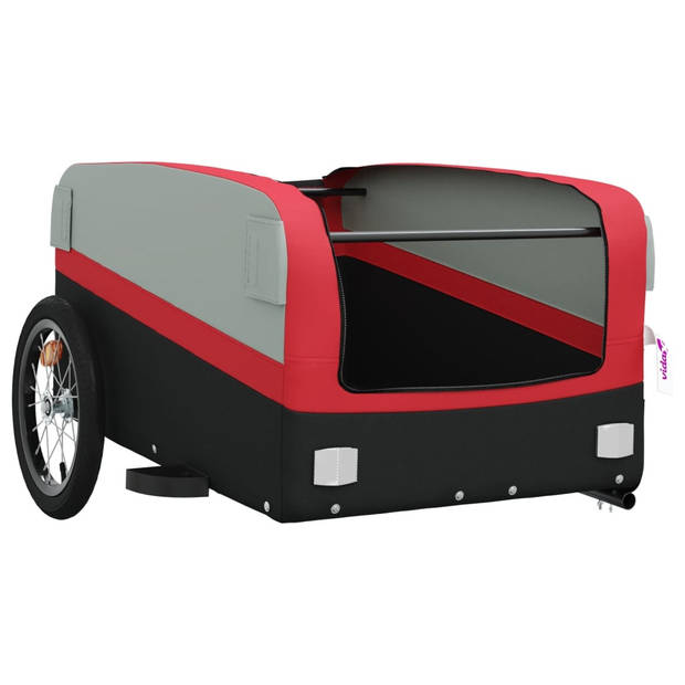 vidaXL Fietstrailer 45 kg ijzer zwart en rood