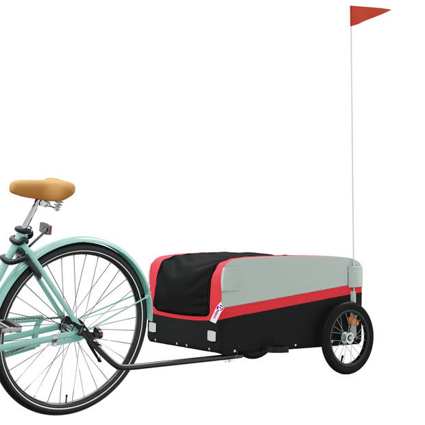 vidaXL Fietstrailer 45 kg ijzer zwart en rood