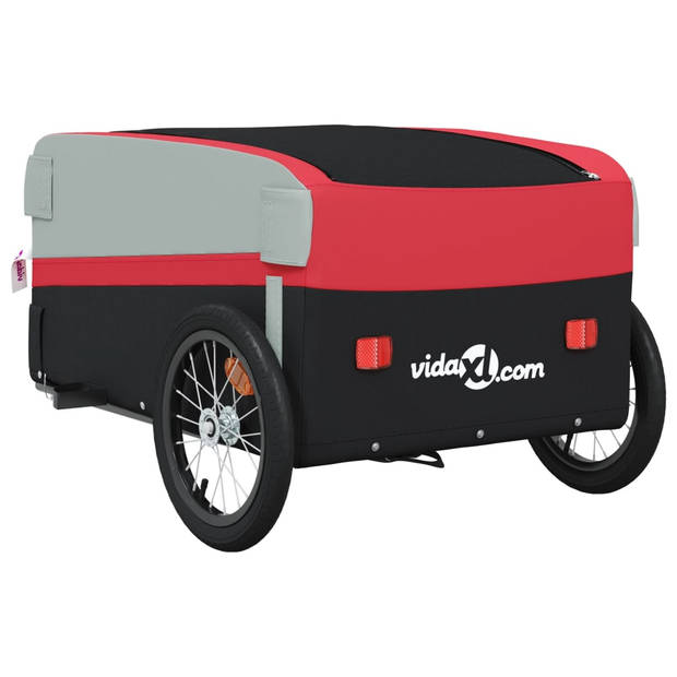 vidaXL Fietstrailer 45 kg ijzer zwart en rood