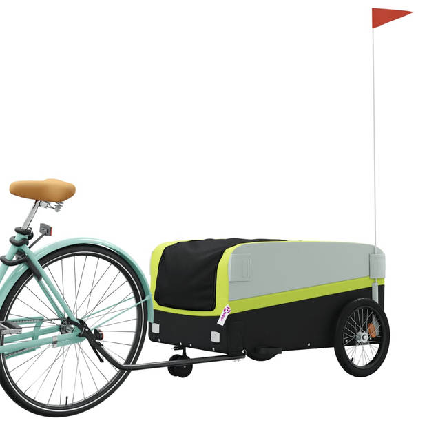 vidaXL Fietstrailer 45 kg ijzer zwart en groen