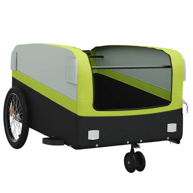 vidaXL Fietstrailer 45 kg ijzer zwart en groen