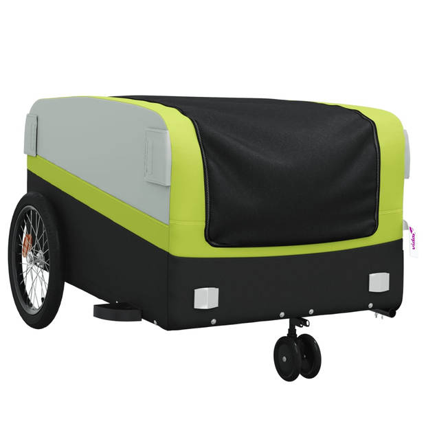 vidaXL Fietstrailer 45 kg ijzer zwart en groen