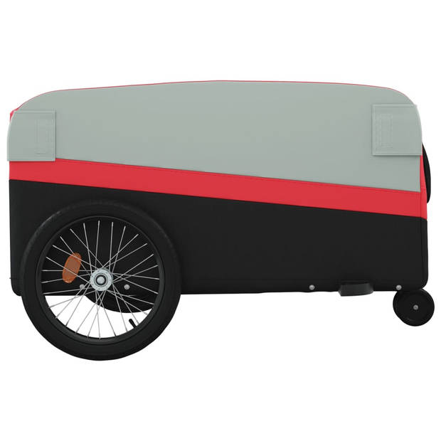 vidaXL Fietstrailer 45 kg ijzer zwart en rood