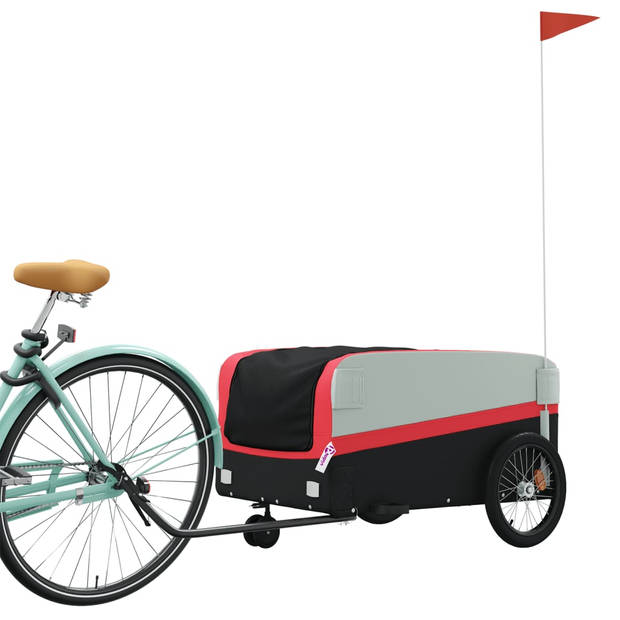 vidaXL Fietstrailer 45 kg ijzer zwart en rood