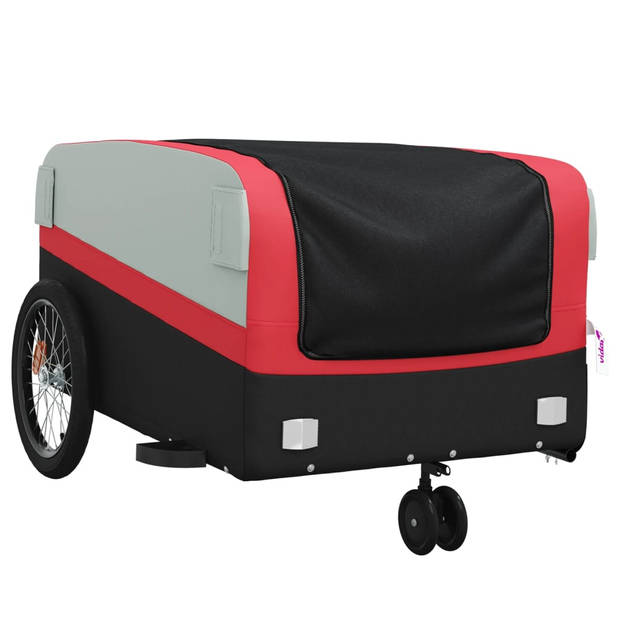 vidaXL Fietstrailer 45 kg ijzer zwart en rood