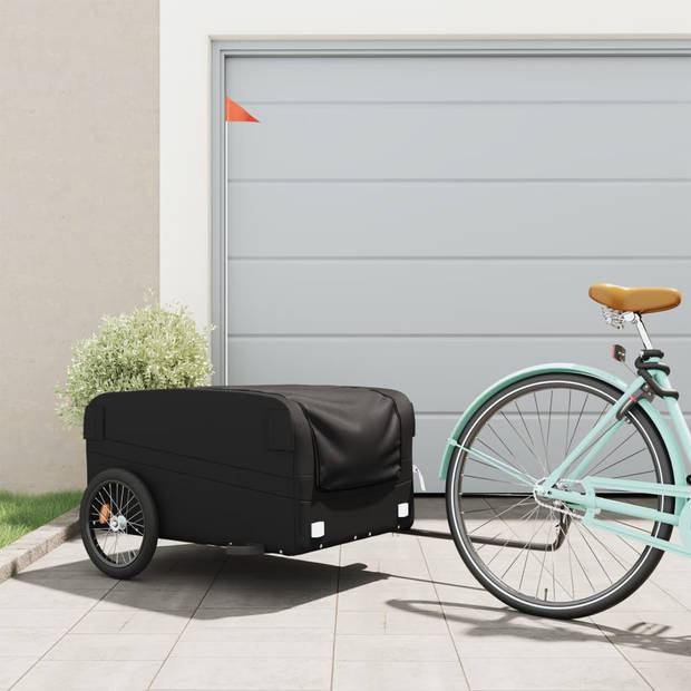 vidaXL Fietstrailer 45 kg ijzer zwart