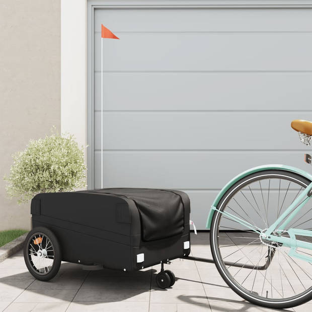 vidaXL Fietstrailer 45 kg ijzer zwart