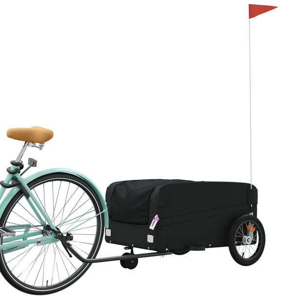 vidaXL Fietstrailer 45 kg ijzer zwart