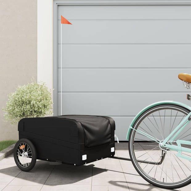 vidaXL Fietstrailer 45 kg ijzer zwart