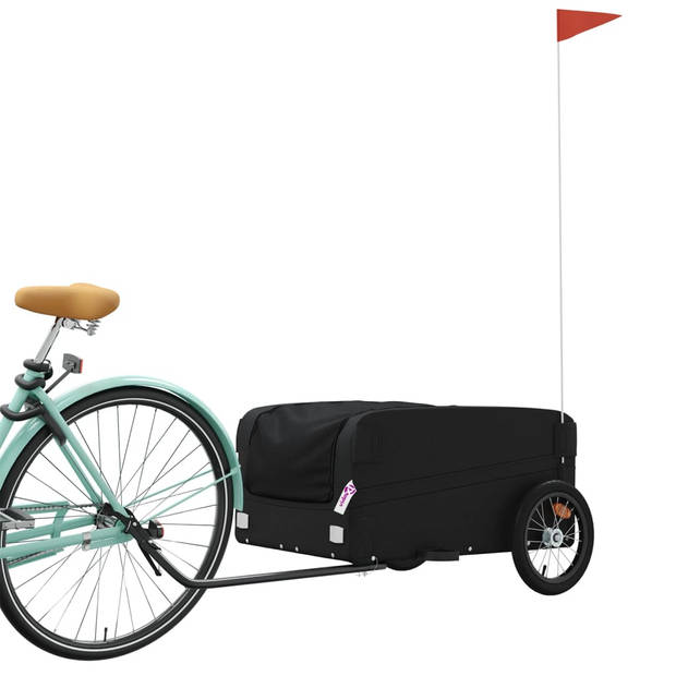 vidaXL Fietstrailer 45 kg ijzer zwart