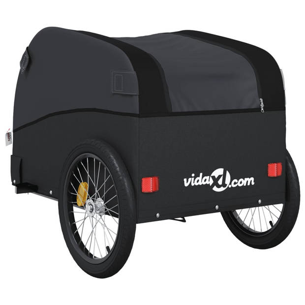 vidaXL Fietstrailer 30 kg ijzer zwart