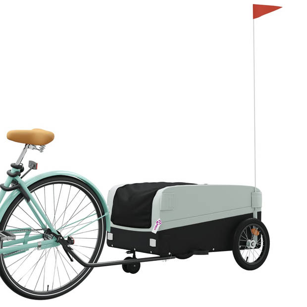 vidaXL Fietstrailer 45 kg ijzer zwart en grijs