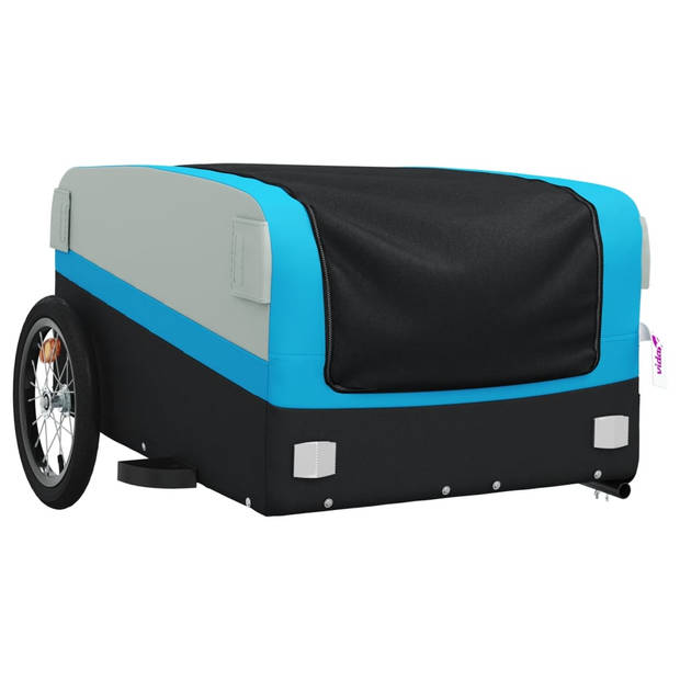 vidaXL Fietstrailer 45 kg ijzer zwart en blauw