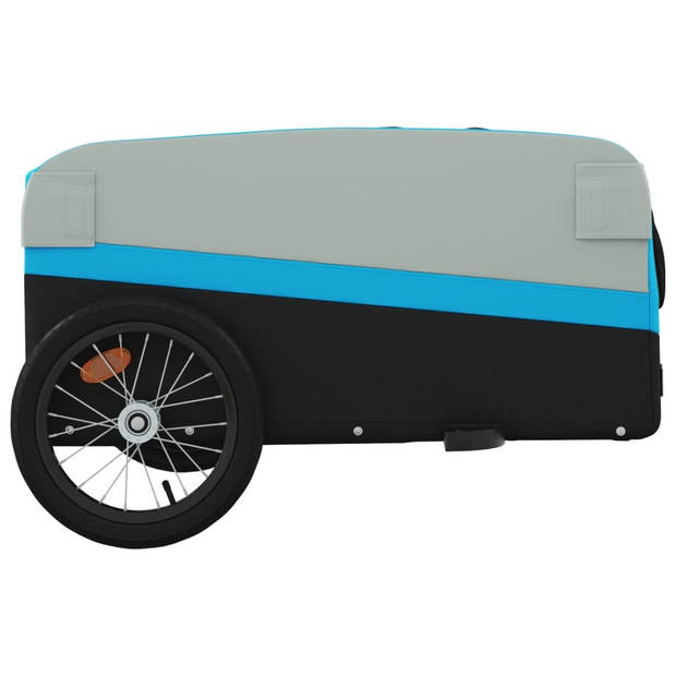 vidaXL Fietstrailer 45 kg ijzer zwart en blauw