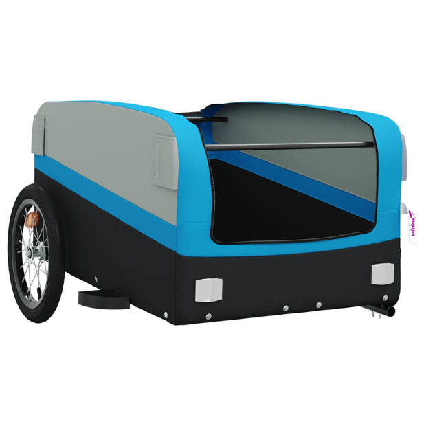 vidaXL Fietstrailer 45 kg ijzer zwart en blauw