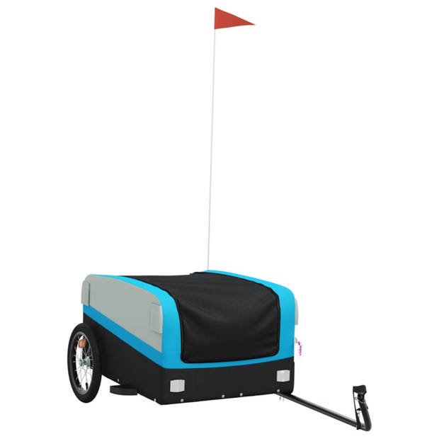 vidaXL Fietstrailer 45 kg ijzer zwart en blauw