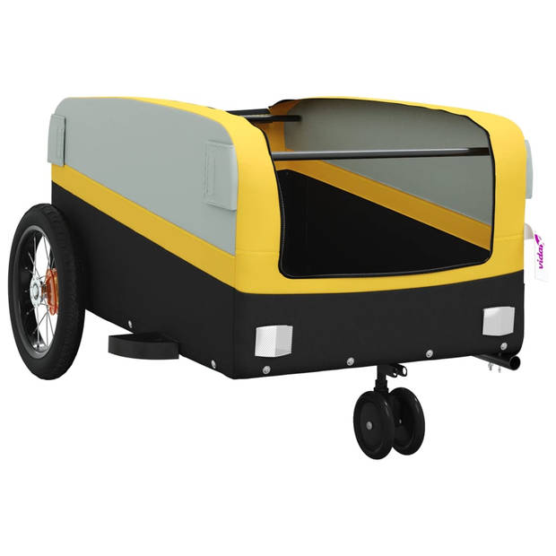 vidaXL Fietstrailer 30 kg ijzer zwart en geel