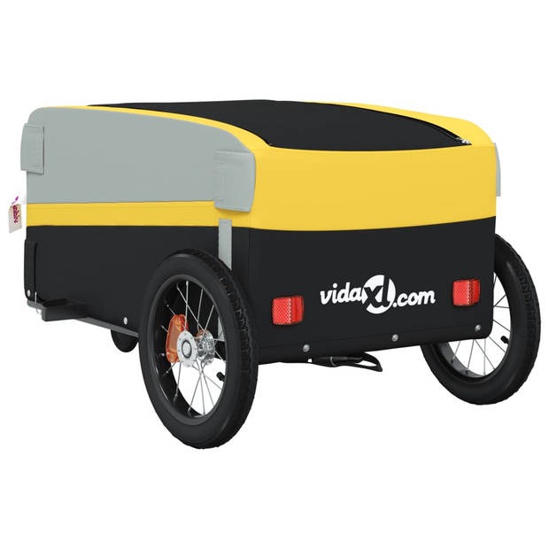 vidaXL Fietstrailer 30 kg ijzer zwart en geel