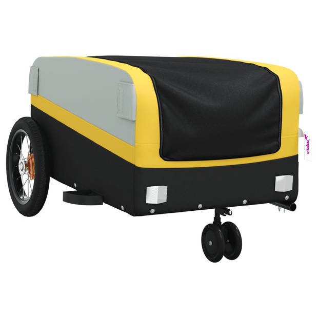 vidaXL Fietstrailer 30 kg ijzer zwart en geel